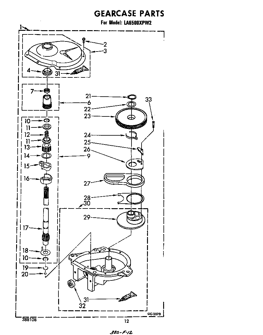 Whirlpool LA6500XPW2 gearcase diagram