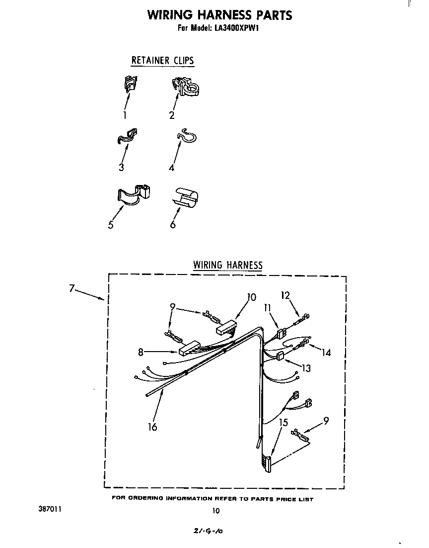 Whirlpool LA3400XPW1 wiring harness diagram