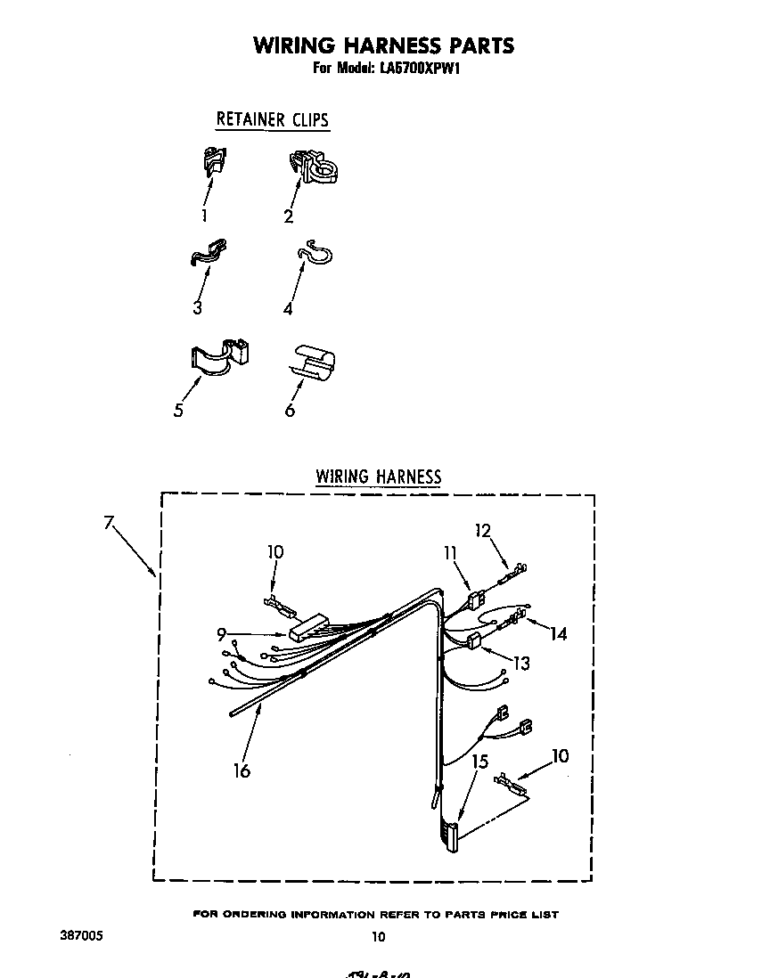 Whirlpool LA5700XPW1 wiring harness diagram