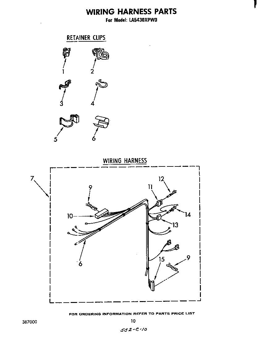 Whirlpool LA5430XPW0 wiring harness diagram