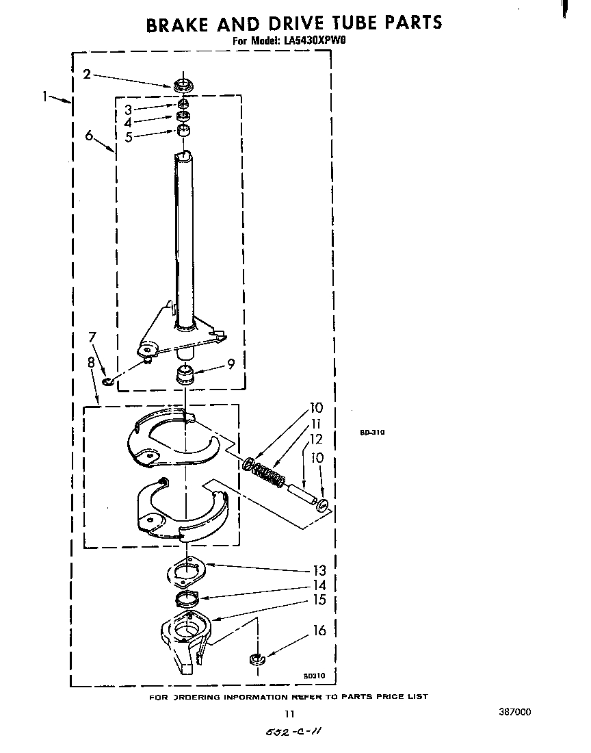 Whirlpool LA5430XPW0 brake and drive diagram