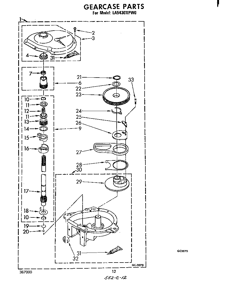 Whirlpool LA5430XPW0 gearcase diagram