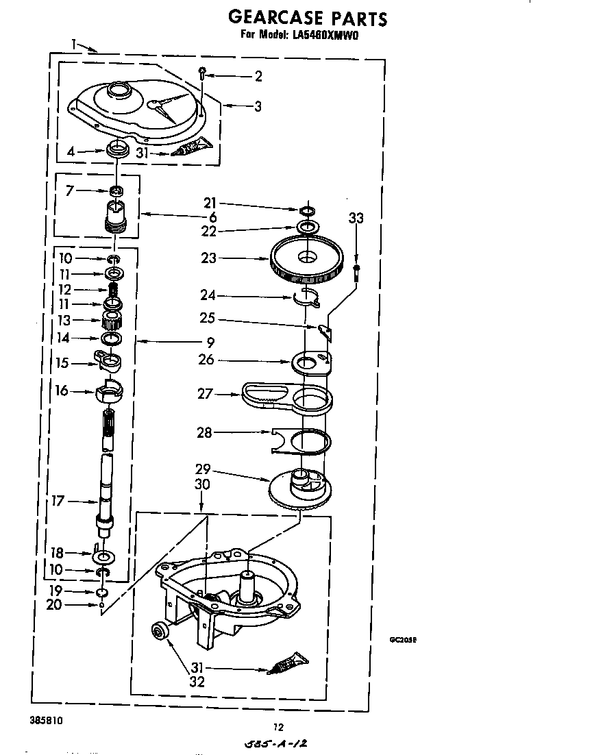 Whirlpool LA5460XMW0 gearcase diagram