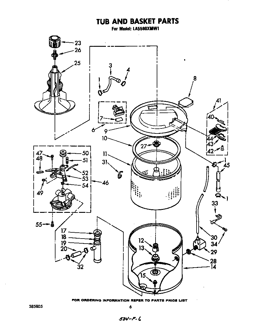 Whirlpool LA5580XMW1 tub and basket diagram