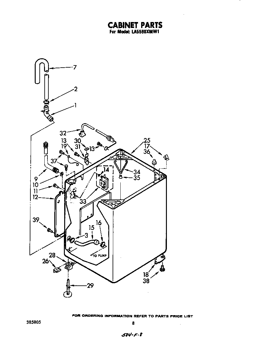 Whirlpool LA5580XMW1 cabinet diagram