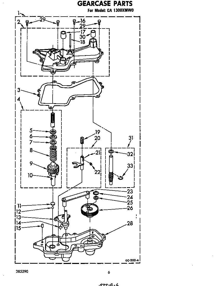 Whirlpool CA1300XMW0 gearcase diagram