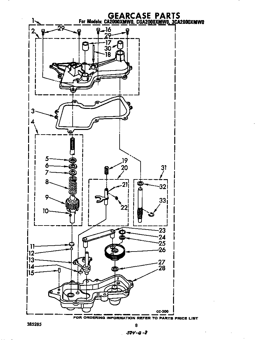Whirlpool CA2000XMW0 gearcase diagram