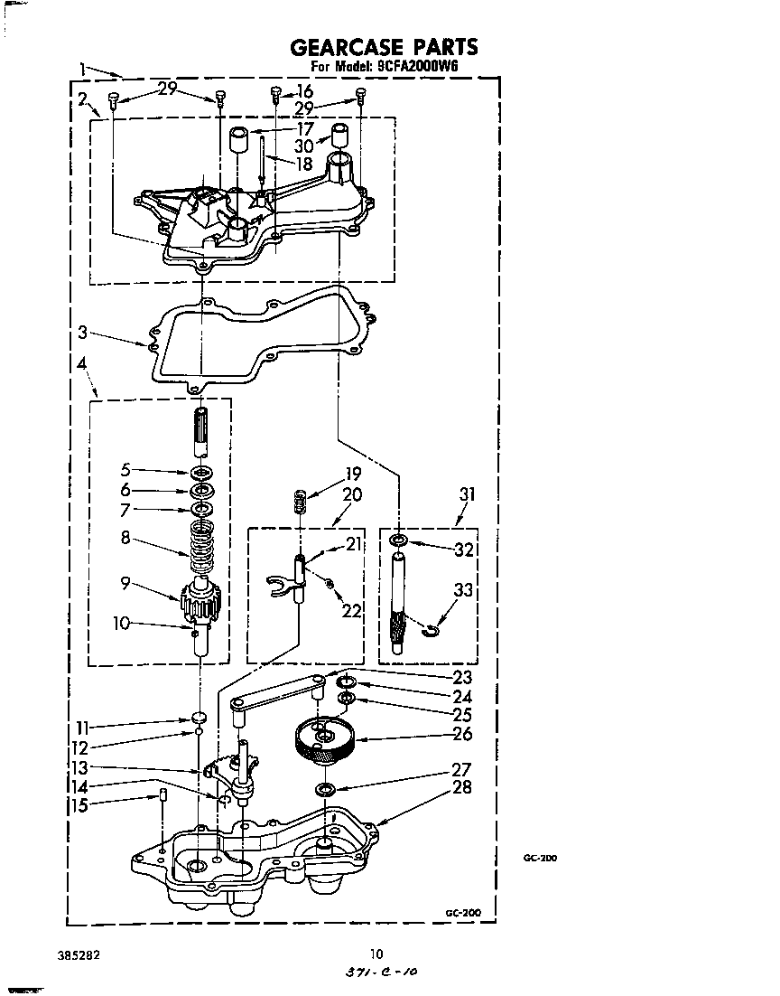 Whirlpool 9CFA2000W6 gearcase diagram