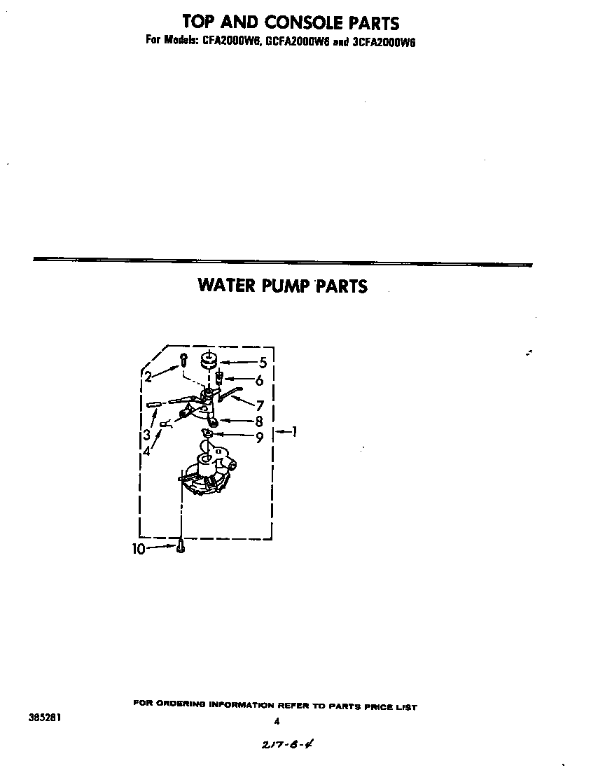 Whirlpool CFA2000W6 water pump diagram