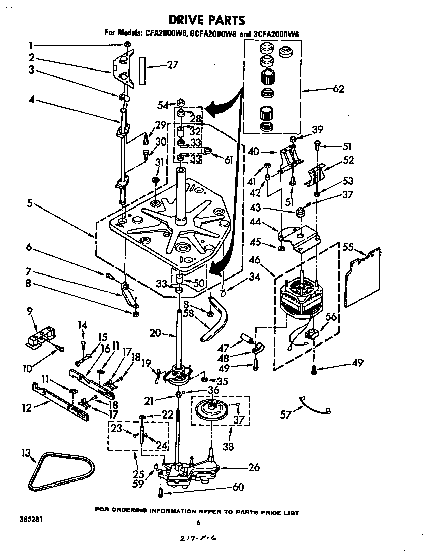 Whirlpool CFA2000W6 drive diagram