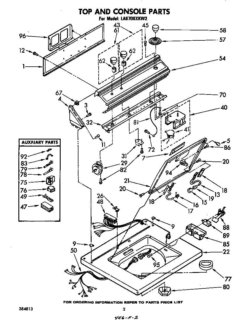 Whirlpool LA6700XKW2 top and console diagram