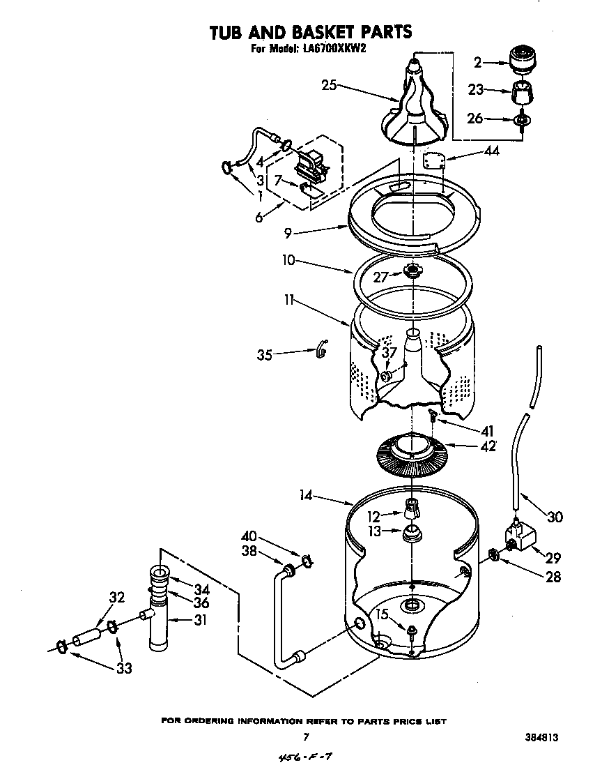 Whirlpool LA6700XKW2 tub and basket diagram