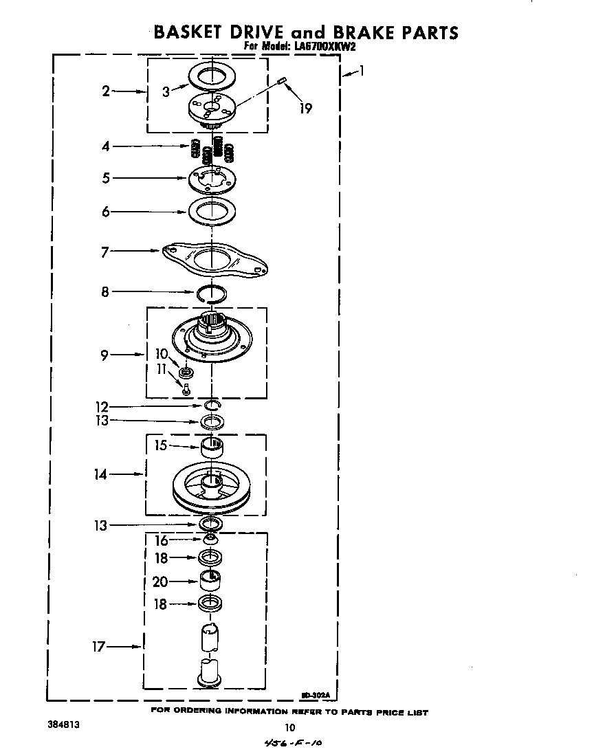 Whirlpool LA6700XKW2 basket drive and brake diagram