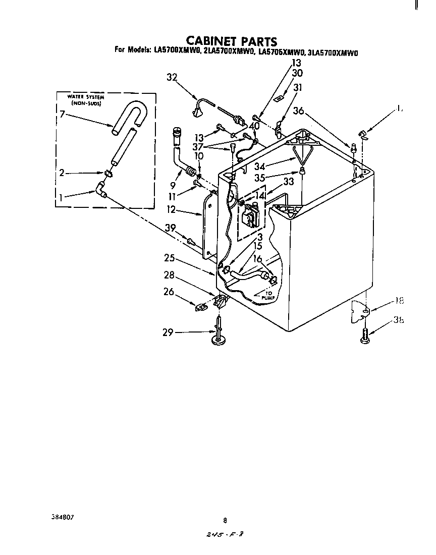 Whirlpool 2LA5700XMW0 cabinet diagram