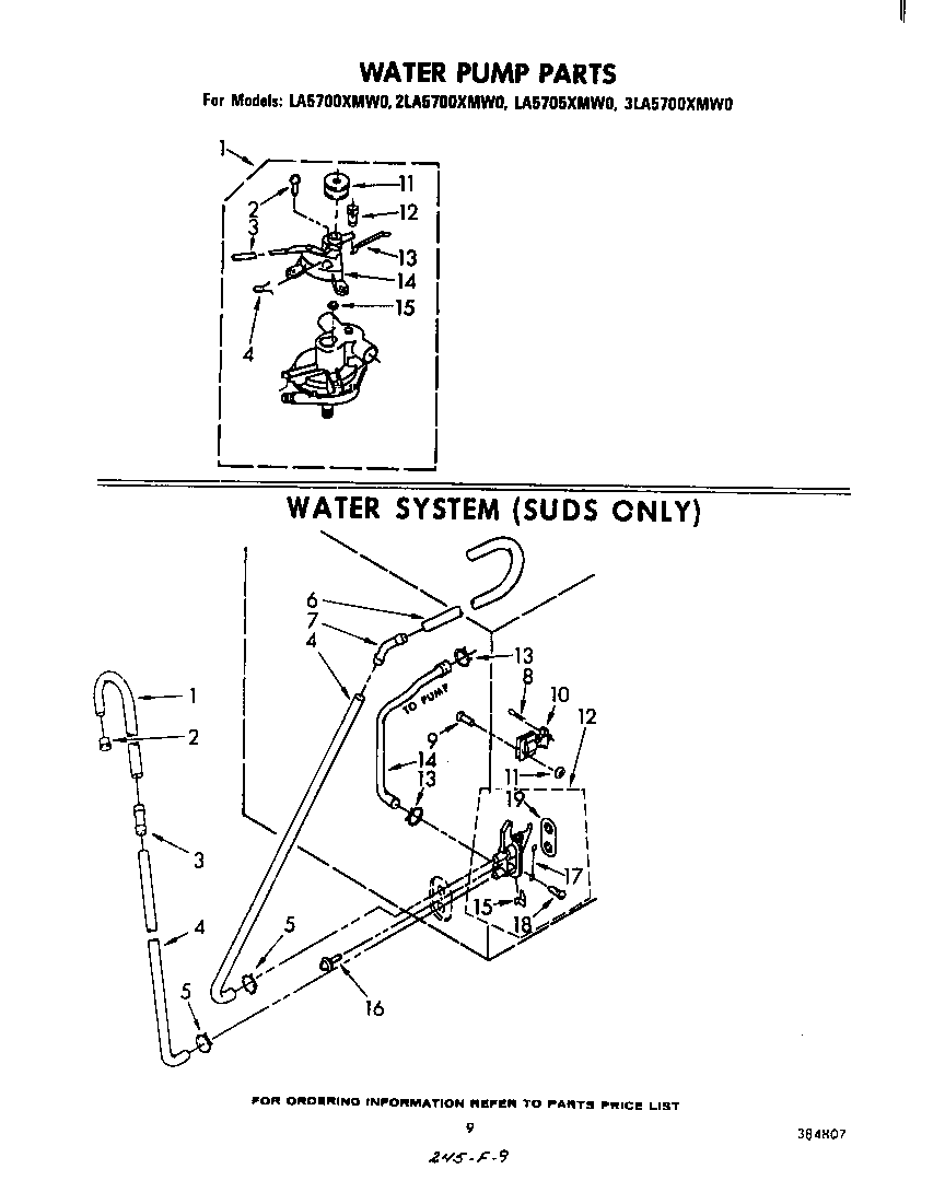 Whirlpool 2LA5700XMW0 water pump diagram
