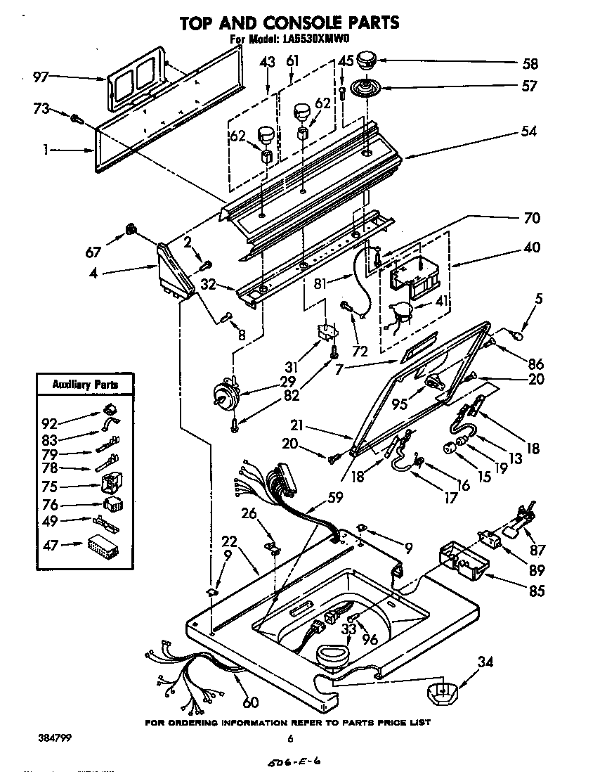 Whirlpool LA5530XMW0 top and console diagram