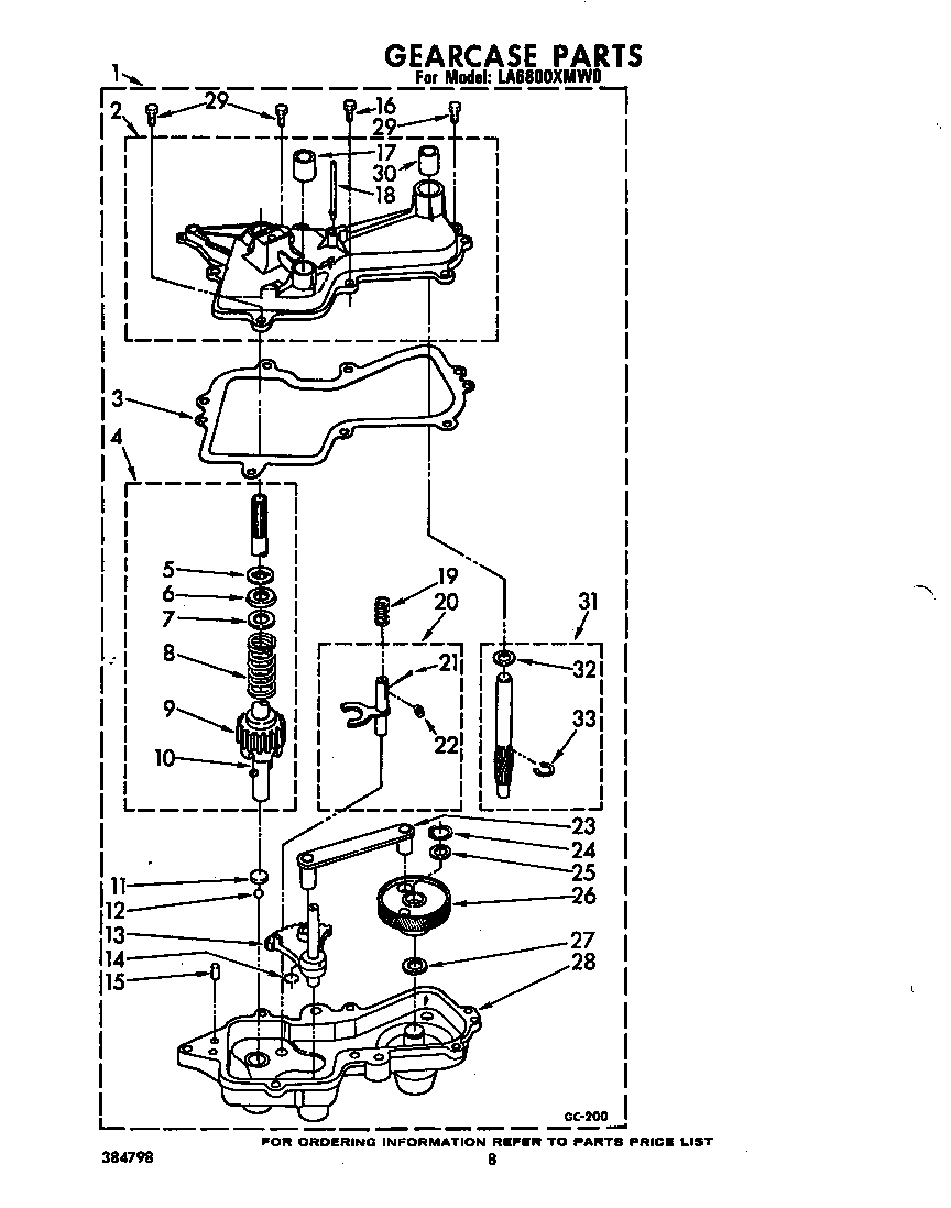 Whirlpool LA6800XMW0 gear case diagram