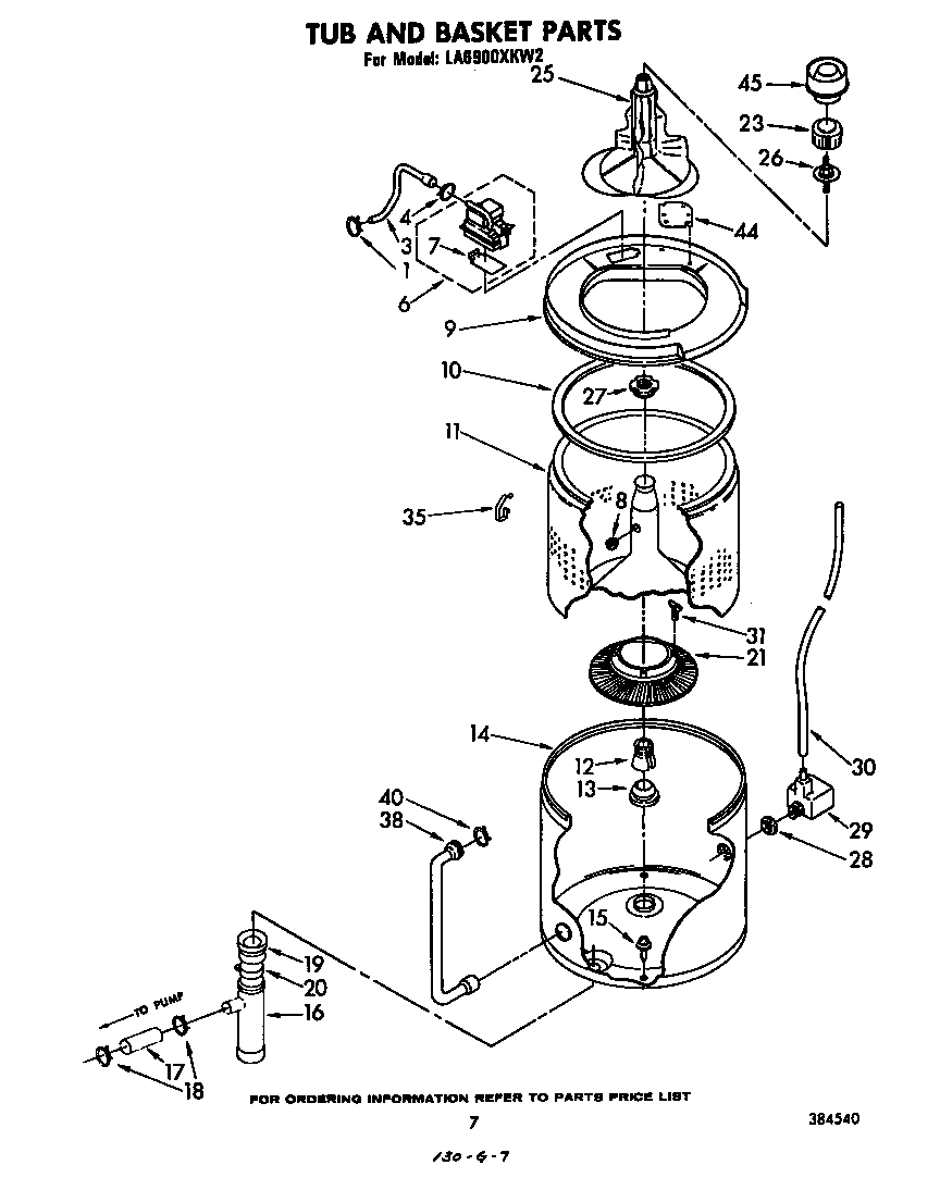 Whirlpool LA6900XKW2 tub and basket diagram