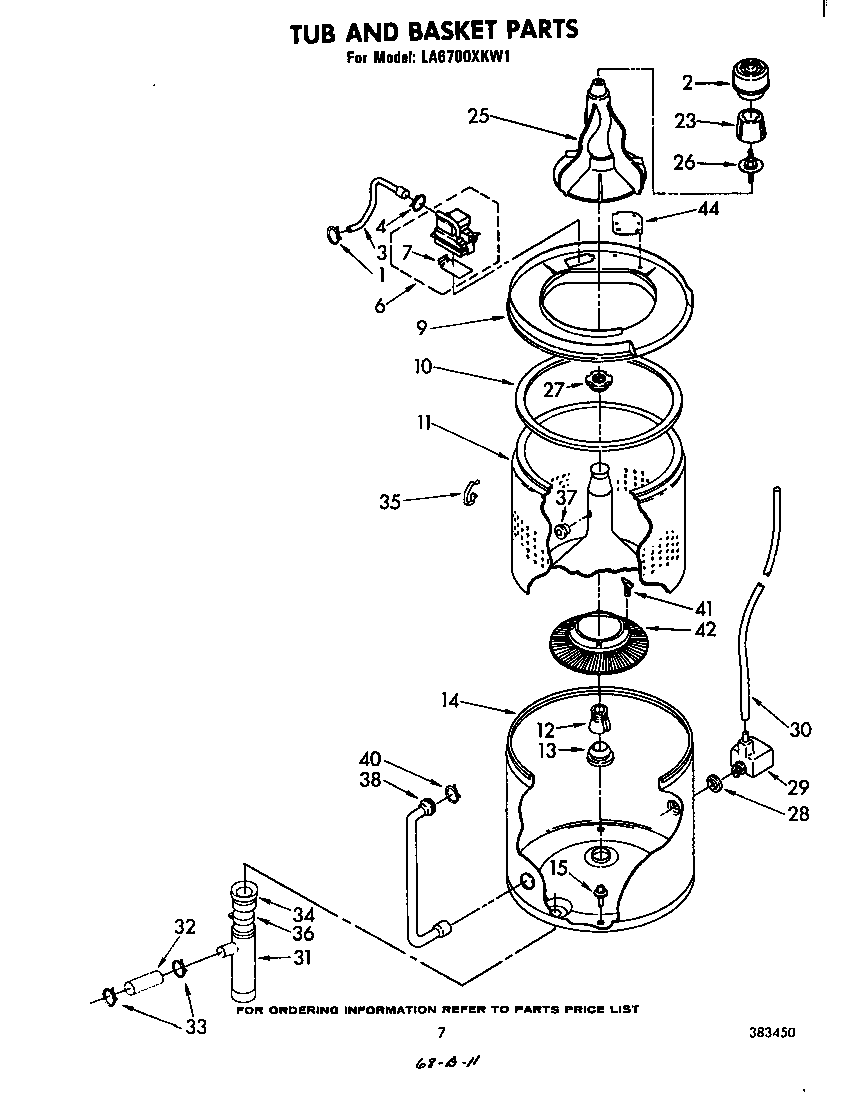 Whirlpool LA6700XKW1 tub and basket diagram