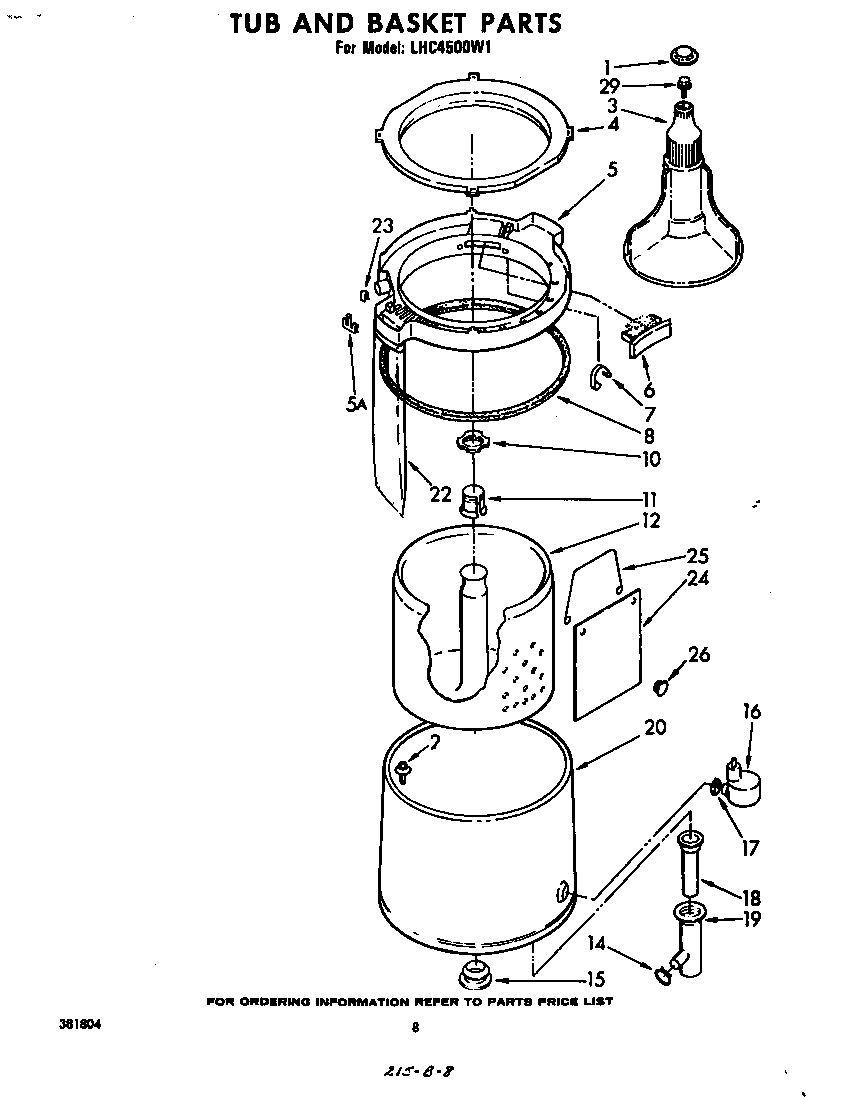 Whirlpool LHC4500W1 tub and basket diagram