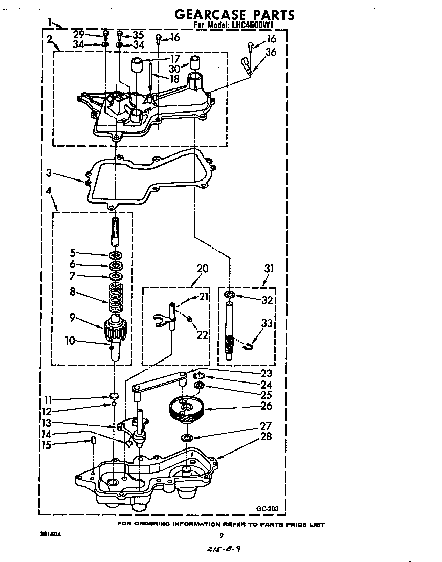 Whirlpool LHC4500W1 gearcase diagram