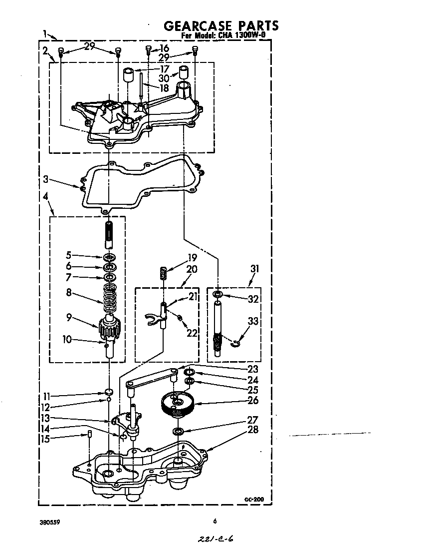 Whirlpool CHA1300W0 gearcase diagram