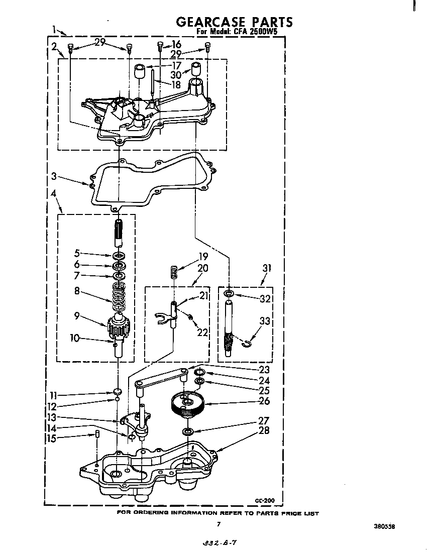 Whirlpool CFA2500W5 gearcase diagram