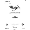 Whirlpool LA3800XPW0 front cover diagram