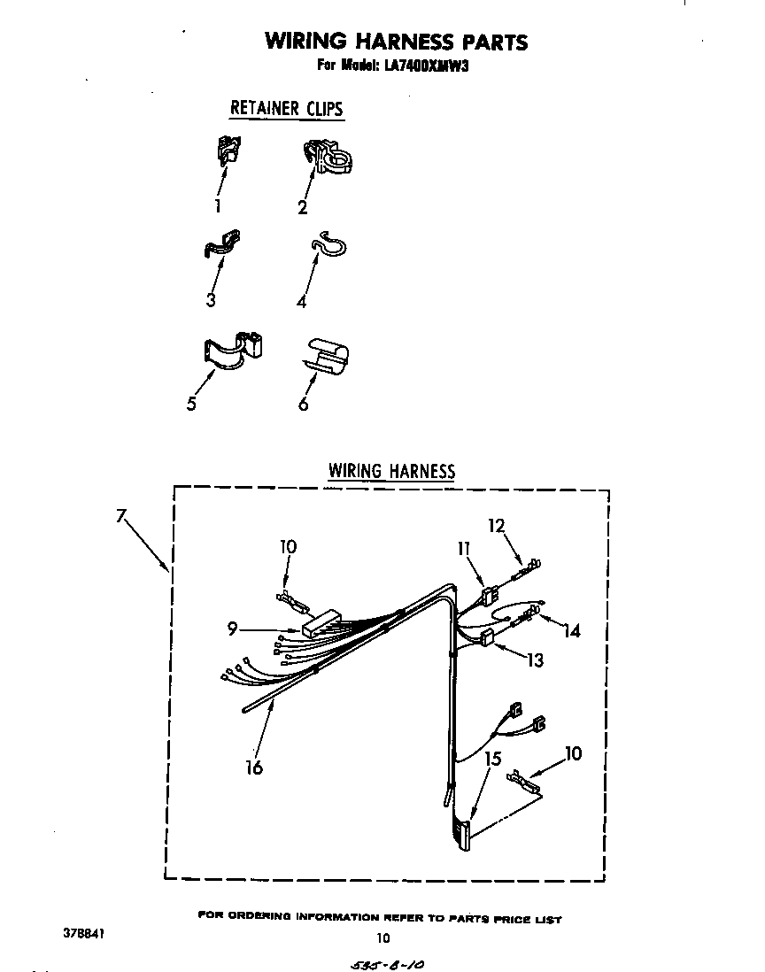 Whirlpool LA7400XMW3 wiring harness diagram