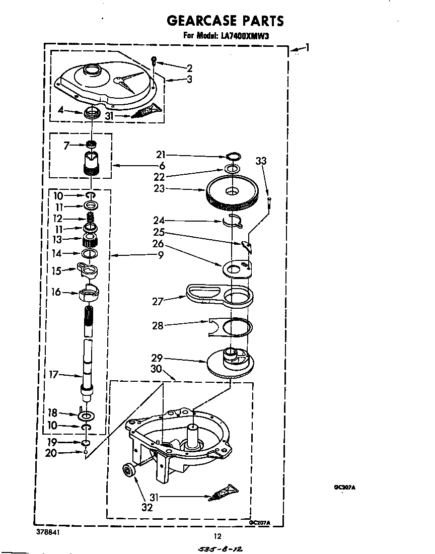 Whirlpool LA7400XMW3 gearcase diagram