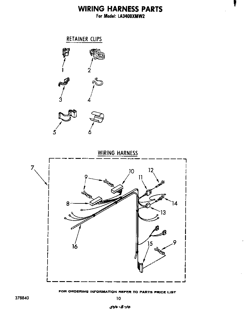 Whirlpool LA3400XMW2 wiring harness diagram