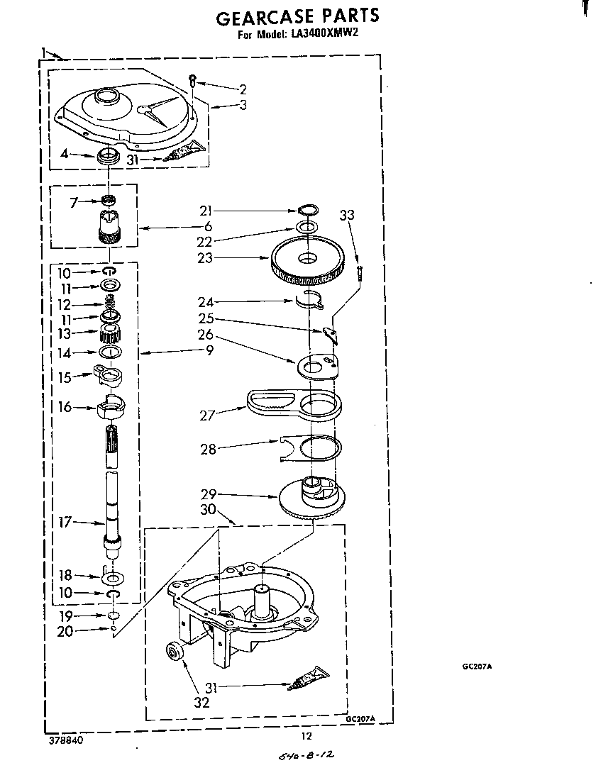 Whirlpool LA3400XMW2 gearcase diagram