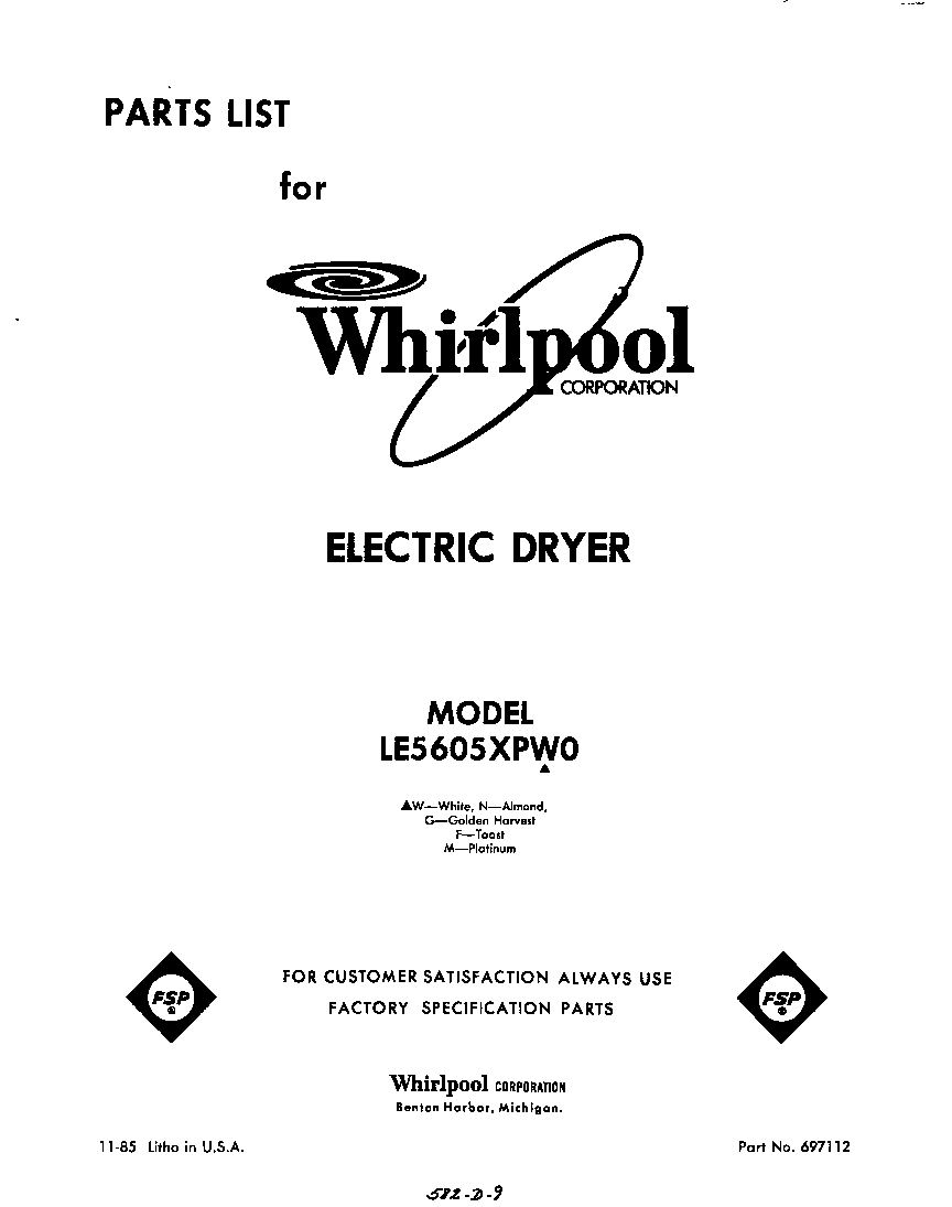 Whirlpool LE5605XPW0 null diagram