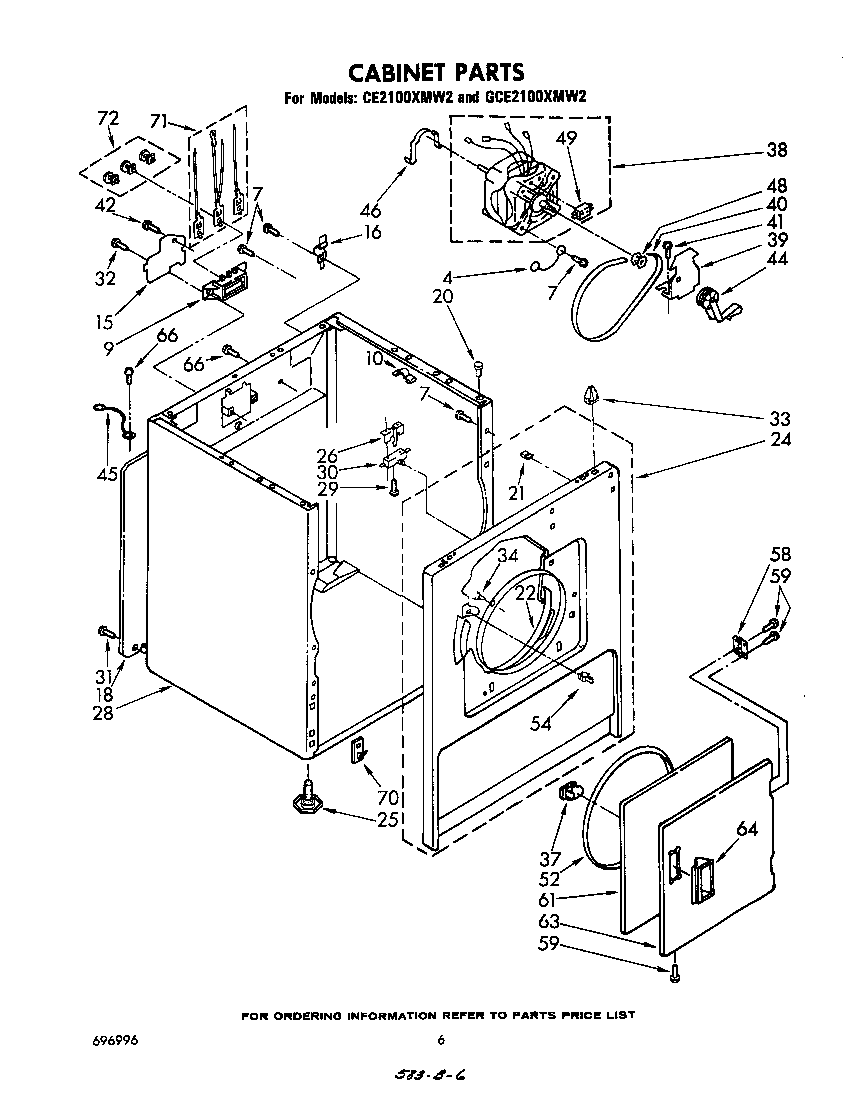 Whirlpool CE2100XMW2 cabinet diagram