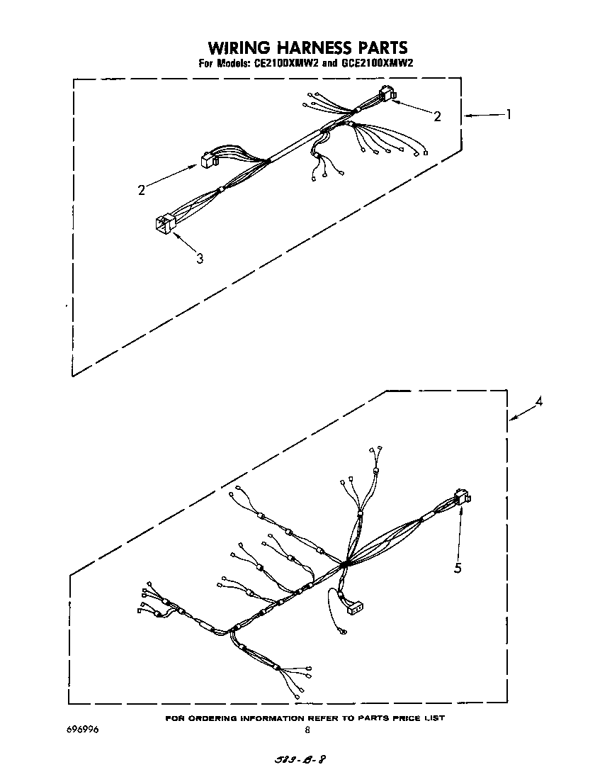 Whirlpool CE2100XMW2 wiring harness diagram