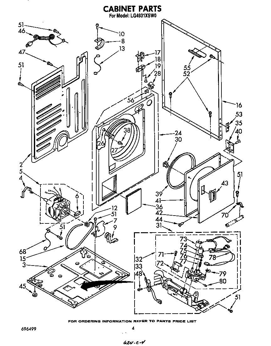 Whirlpool LG4931XSW0 cabinet diagram
