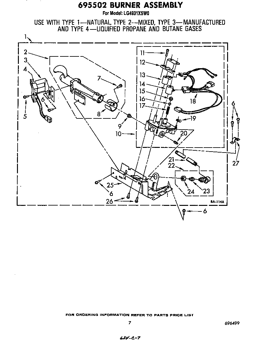 Whirlpool LG4931XSW0 695502 burner diagram