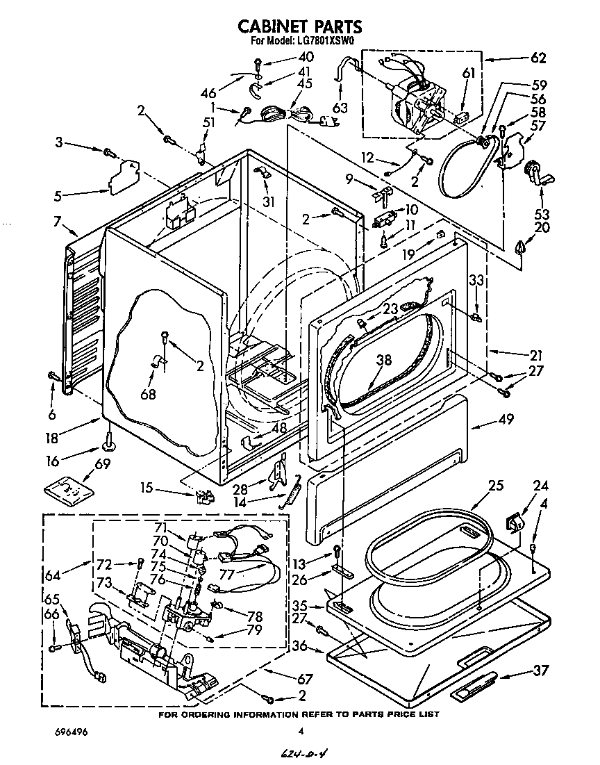 Whirlpool LG7801XSW0 cabinet diagram