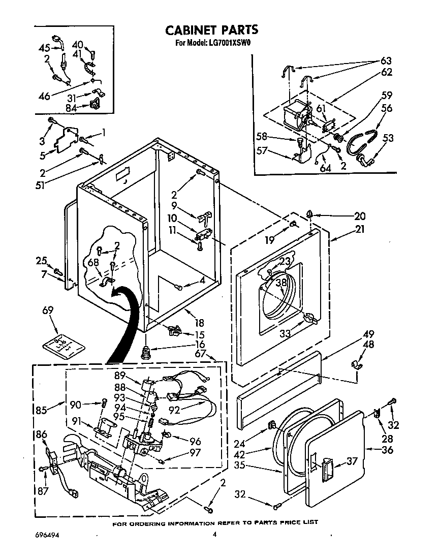 Whirlpool LG7001XSW0 cabinet diagram