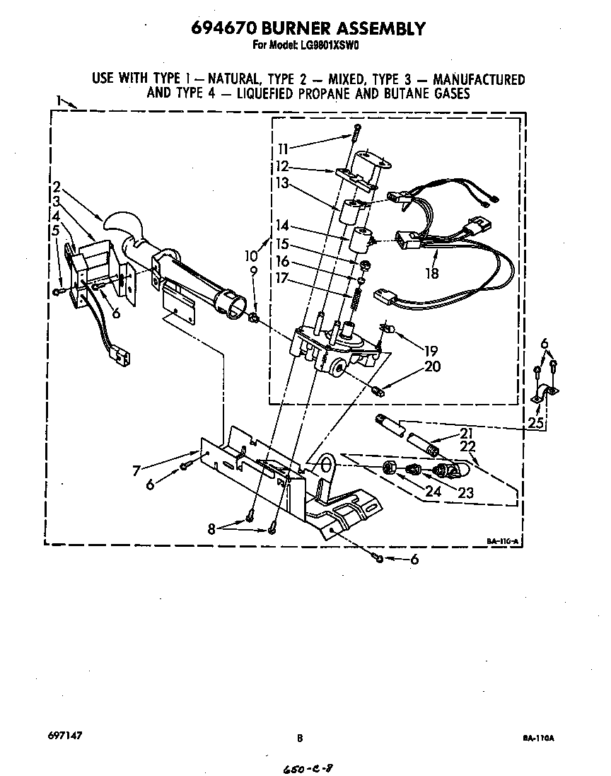 Whirlpool LG9801XSW0 694670 burner diagram