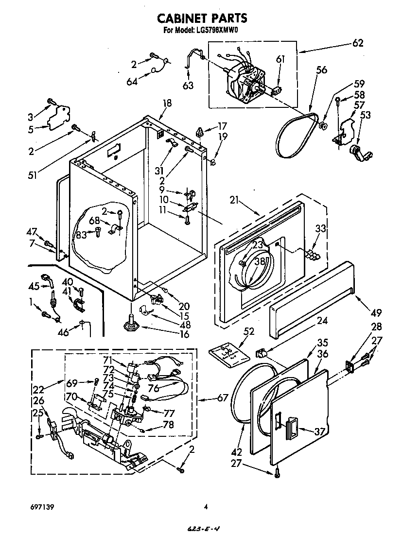 Whirlpool LG5796XMW0 cabinet diagram