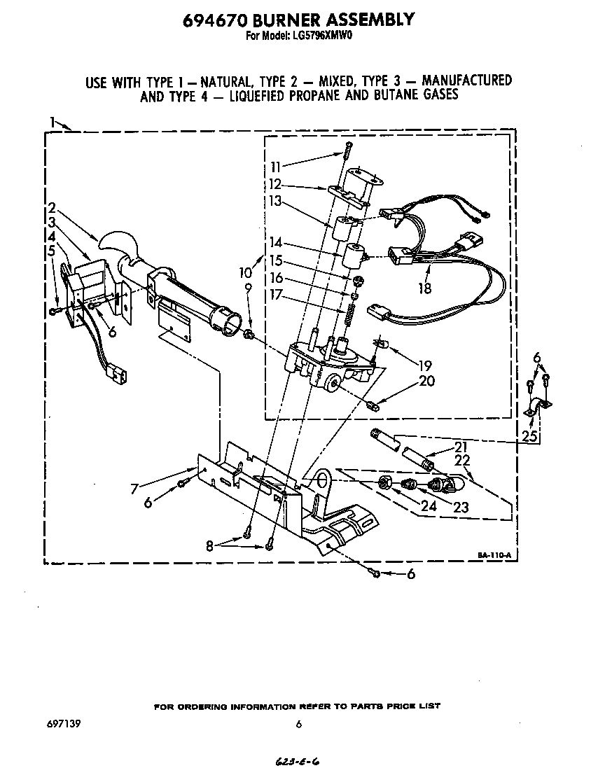 Whirlpool LG5796XMW0 694670 burner diagram