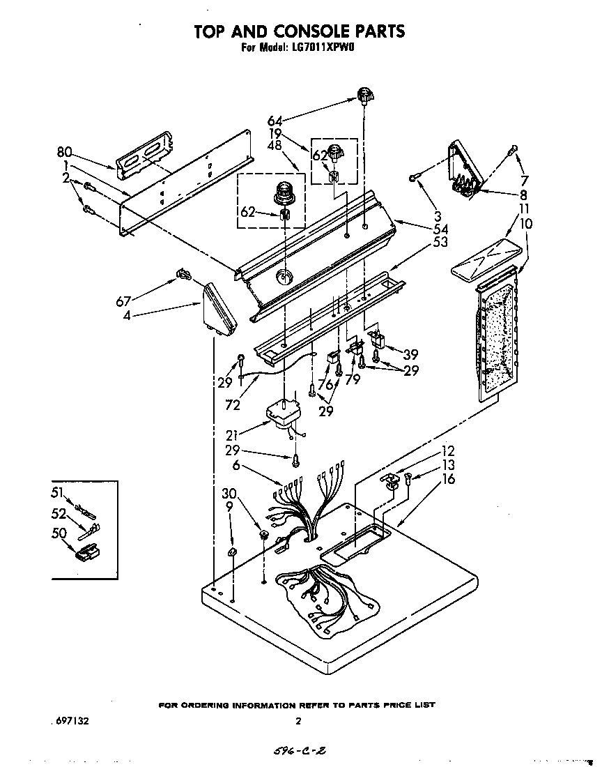 Whirlpool LG7011XPW0 top and console diagram