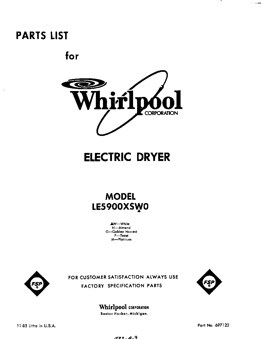 Whirlpool LE5900XSW0 null diagram