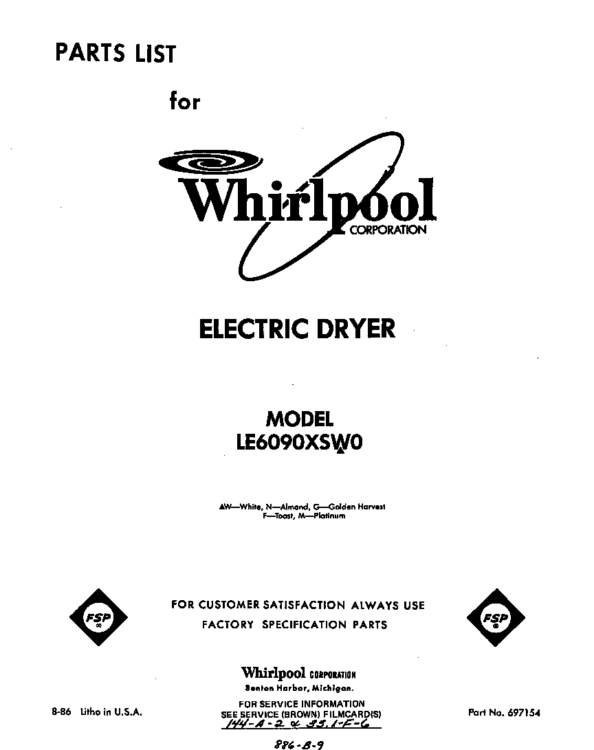 Whirlpool LE6090XSW0 null diagram
