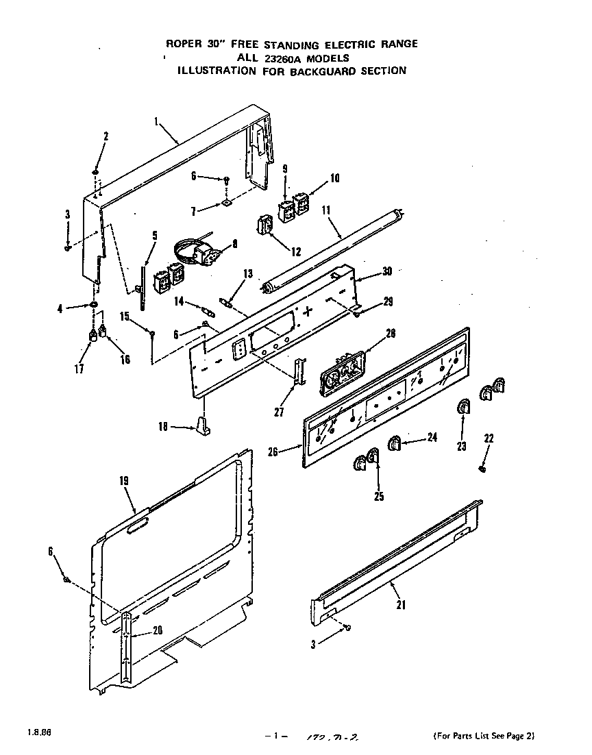 Roper 2326*0A backguard diagram