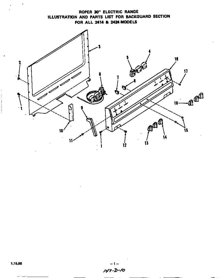 Roper 2414W2A backguard diagram