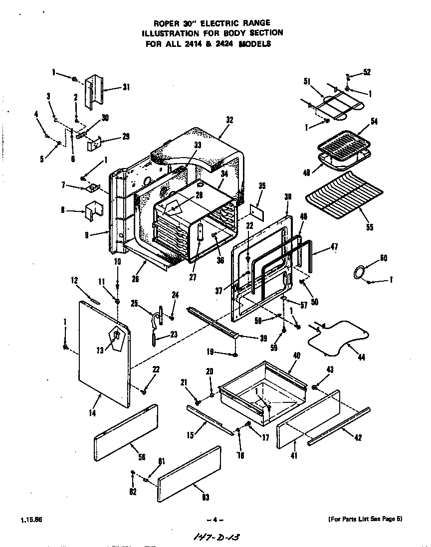 Roper 2414W2A body diagram