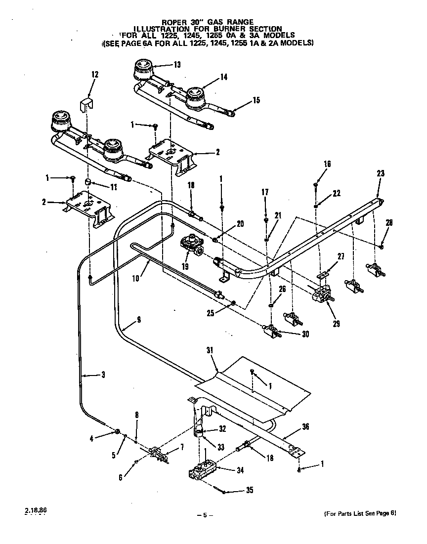 Roper 1225W3A burner diagram