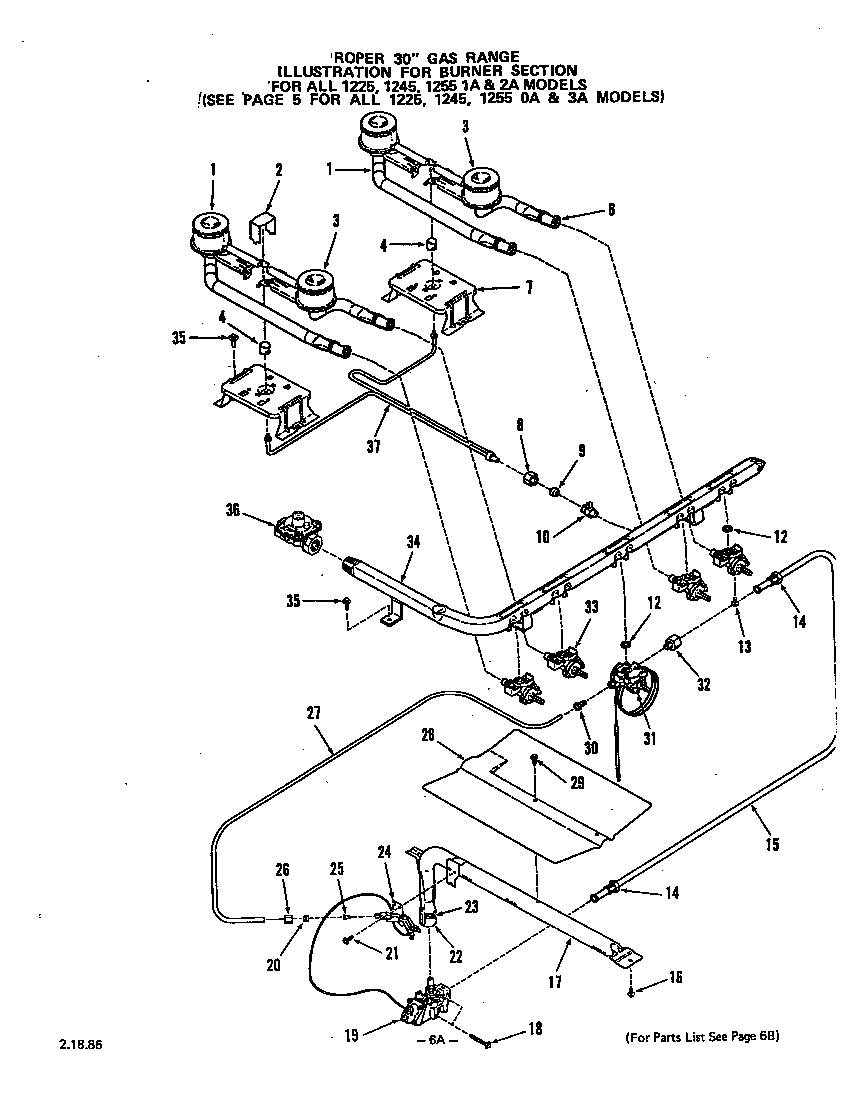 Roper 1225W3A burner diagram